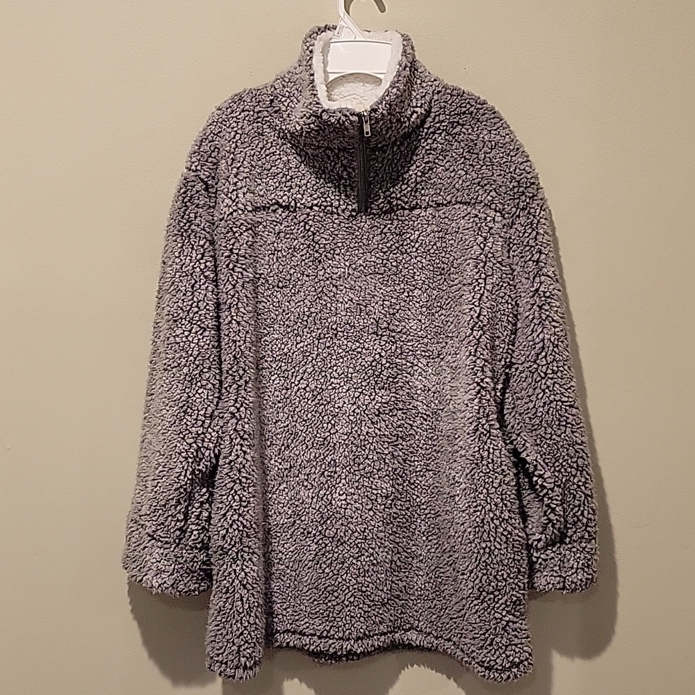❤️ FANTASTIC FAWN FAUX FUR HALF ZIP PULLOVER, LARGE